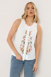 LTS Tall Women's White Floral Embroidered Vest Top | Long Tall Sally 3