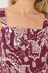LTS Tall Women's Berry Red Paisley Pleated Linen Vest Top | Long Tall Sally 6