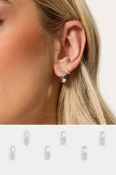 YOURSET 3 PACK Silver Tone Mini Hoop Earrings | Yours Clothing 1