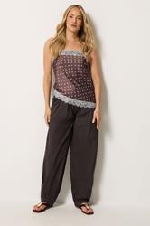 LTS Tall Women's Chocolate Brown Cotton Barrel Leg Trousers | Long Tall Sally 3