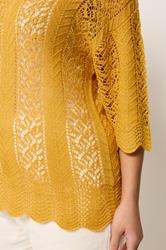 YOURS Plus Size Mustard Yellow Pointelle Knitted T-Shirt | Yours Clothing 4
