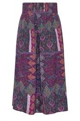 YOURS Plus Size Purple Paisley Shirred Waist Trousers | Yours Clothing 6