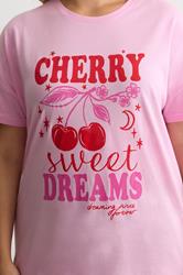 YOURS Plus Size Pink 'Cherry Sweet Dreams' Leopard Pyjama Set | Yours Clothing 4