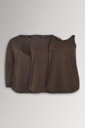 YOURS Plus Size 3 PACK Chocolate Brown Core T-Shirt Essentials Set | Yours Clothing 3