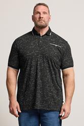 D555 Big & Tall Black Jacquard Polo Shirt | BadRhino 3