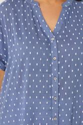 YOURS Plus Size Denim Blue Dobby Notch Neck Blouse| Yours Clothing 4