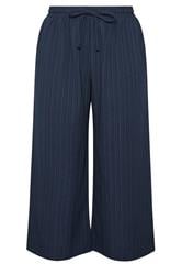 YOURS Curve Navy Blue Textured Cropped Trouser