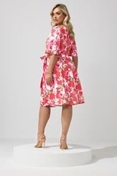 YOURS LONDON Plus Size Red Floral Wrap Skater Dress | Yours Clothing 2