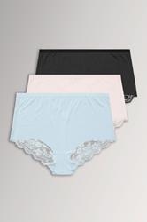 YOURSET 3 PACK Plus Size Pink & Blue Lace Full Briefs | Yours Clothing 3