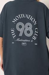 YOURS ACTIVE Plus Size Navy Blue 'The Motivation Club' T-Shirt | Yours Clothing 6