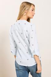 M&Co Blue & White Stripe Embroidered Cotton Shirt | M&Co 2