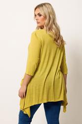 YOURS Plus Size Yellow Hanky Hem Pocket Front Top | Yours Clothing 2
