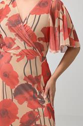 YOURS LONDON Plus Size Natural Brown Floral Abstract Mesh Dress | Yours Clothing 4
