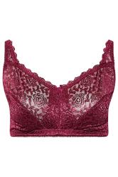 Lace Maroon Lace Padded Non-wired Bra In Red, लेस ब्रा