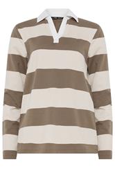 LTS Tall T-shirt façon polo de rugby marron naturel à rayures