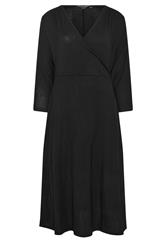 PixieGirl Petite Black Wrap Midi Dress