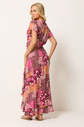 M&Co Red Abstract Floral Print Wrap Maxi Dress | M&Co 4
