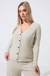 LIMITED COLLECTION Plus Size Beige Ribbed Button Cardigan | Yours Clothing 3