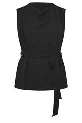 LIMITED COLLECTION top negro texturizado sin mangas
