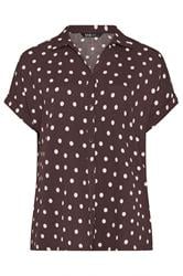 YOURS Plus Size Chocolate Brown Polka Dot Shirt | Yours Clothing 5