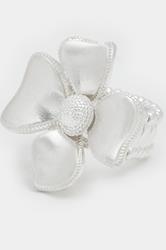 Silver Tone Flower Stretch Ring | Yours Clothing 4