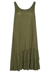 PixieGirl Petite Khaki Green Asymmetric Frill Midi Dress