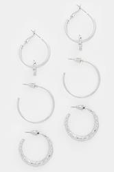 YOURSET 3 PACK Silver Tone Star Hoop Earrings | Yours Clothing 3