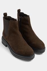 Chocolate Brown Suede Chelsea Boots In Wide E Fit | Yours Clothing 3