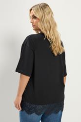 YOURS Plus Size Black Lace T-Shirt | Yours Clothing 2