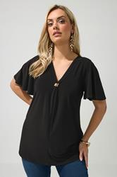 YOURS LONDON Plus Size Black Buckle Swing Top | Yours Clothing 3