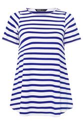 Yours Curve Blue Stripe Swing T-Shirt