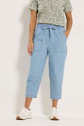M&Co Petite Blue Lightwash Denim Cropped Cotton Trousers | M&Co 3