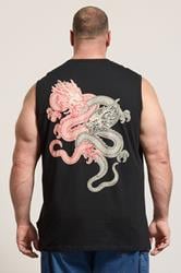BadRhino Big & Tall Black Extra Long Dragon Graphic Muscle Vest | BadRhino 2
