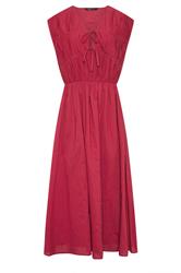 LTS Tall Berry Red Tie Front Cotton Midi Dress