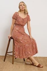 LTS Tall Women's Rust Orange Floral Midi Dress | Long Tall Sally 1