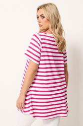 Yours Plus Size Pink Stripe Swing T-Shirt | Yours Clothing 2