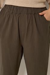 YOURS Plus Size Chocolate Brown Cool Cotton Cropped Trousers | Yours Clothing 4