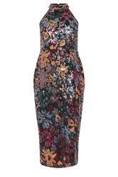 YOURS LONDON Plus Size Orange & Pink Floral Sequin Maxi Dress | Yours Clothing 6