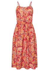 PixieGirl Petite Orange Paisley Midi Dress