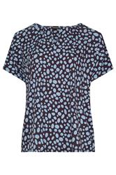 EVANS camiseta con estampado de lunares azules y marrones y detalle de barra