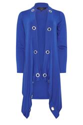 STAR – Wasserfall-Cardigan in Blau mit Ösen-Detail