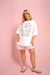YOURS Plus Size White Floral & Sun Graphic Boxy T-Shirt | Yours Clothing 1