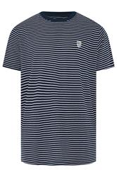 BadRhino Big & Tall Piqué-T-Shirt in Marineblau mit Streifen