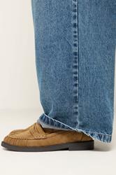 Tan Faux Suede Loafers In Wide EEE Fit | Yours Clothing 1