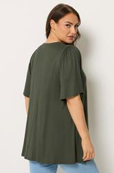 YOURS Plus Size Khaki Green Pleat Front Top | Yours Clothing 2