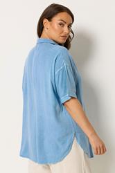 YOURS Plus Size Light Blue Short Sleeve Chambray Shirt | Yours Clothing 2