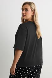 YOURS Plus Size Black 'Sleepover Club' Sleep Top | Yours Clothing 5