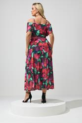 YOURS LONDON Plus Size Red & Purple Abstract Floral Print Maxi Dress | Yours Clothing 2