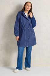 EVANS Plus Size Navy Blue Lightweight Rain Jacket | Evans 2