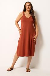 YOURS Plus Size Burnt Orange Midi Dress | Yours Clothing 1